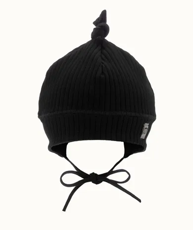 Czapka dziecięca, wiązana, czarna, Iltom