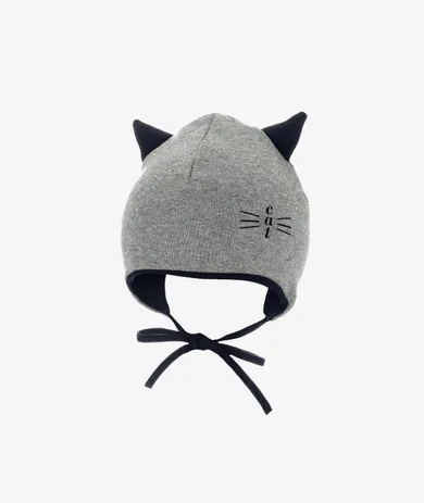 Czapka dziecięca, wiązana, szara, Iltom