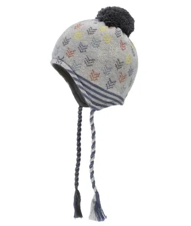 Czapka dziecięca, wiązana, szara, wzorki, Döll