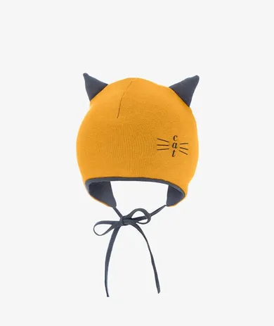 Czapka dziecięca, wiązana, żółta, Iltom