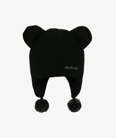 Czapka dziecięca z pomponami, czarna, Iltom