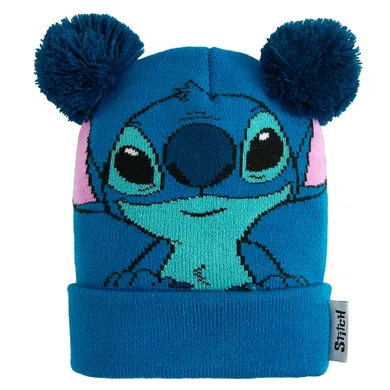 Czapka dziecięca z pomponami, niebieska, Lilo i Stitch, Licence Brand