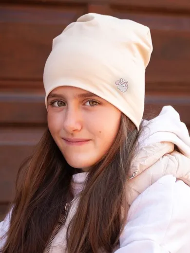 Czapka dziewczęca, beżowa, Yoclub
