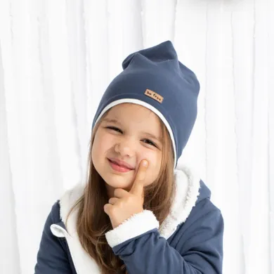 Czapka dziewczęca, granatowa, Be free, Nicol