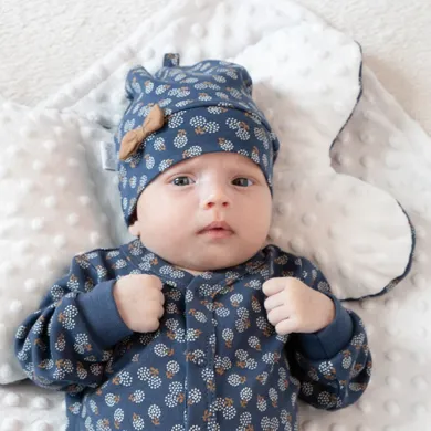 Czapka dziewczęca, granatowa, kokardka, Nicol