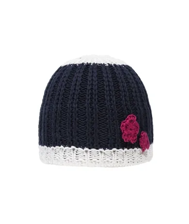 Czapka dziewczęca, granatowa, kwiatek, Döll