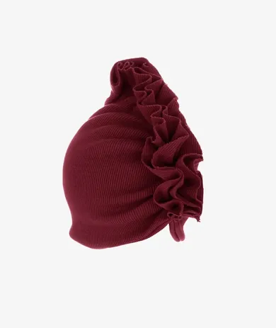 Czapka dziewczęca, prążkowana, bordowa, Iltom