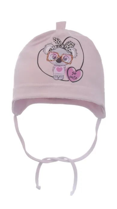 Czapka dziewczęca, różowa, Ambra