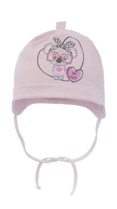 Czapka dziewczęca, różowa, Ambra