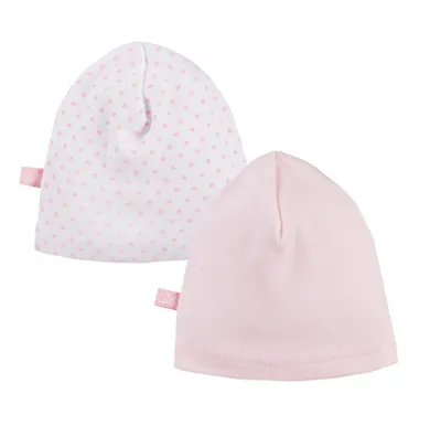 Czapka dziewczęca, różowa, biała, zestaw, 2 szt., Eevi