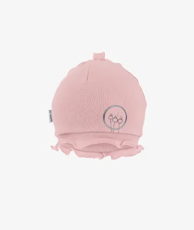 Czapka dziewczęca, różowa, podwójna, smerfetka, Iltom