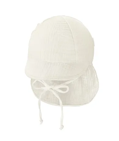 Czapka dziewczęca safari, wiązana, ecru, Iltom