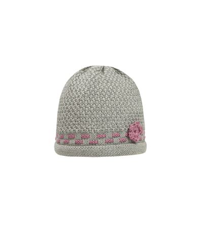 Czapka dziewczęca, szara, kwiatek, Döll