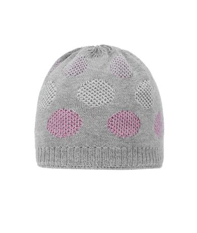 Czapka dziewczęca, szara melanż, grochy, Döll