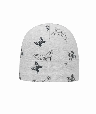 Czapka dziewczęca, szara, motyle, Döll