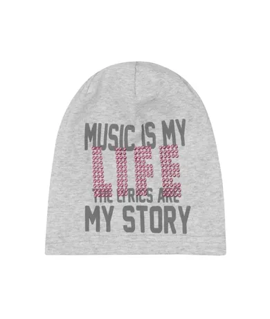 Czapka dziewczęca, szara, Music is my life, Döll