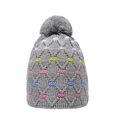 Czapka dziewczęca, szara, pompon, Döll