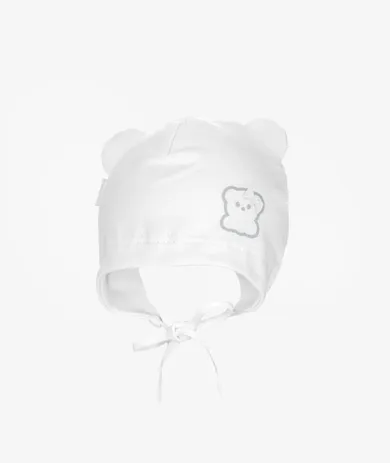 Czapka dziewczęca, wiązana, biała, Iltom