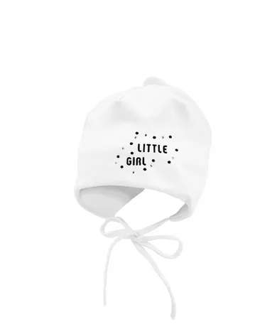 Czapka dziewczęca, wiązana, biała, podwójna, Little girl, Iltom