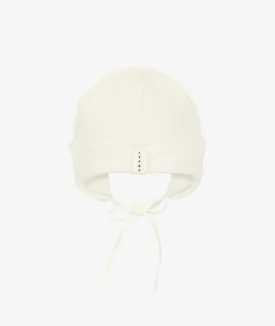 Czapka dziewczęca, wiązana, ecru, Iltom