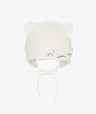 Czapka dziewczęca, wiązana, ecru, Iltom