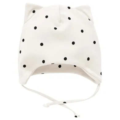 Czapka dziewczęca, wiązana, ecru, Pinokio