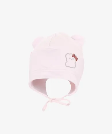 Czapka dziewczęca, wiązana, jasnoróżowa, Iltom