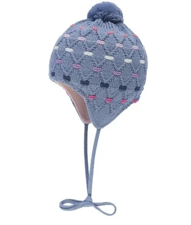 Czapka dziewczęca, wiązana, niebieska, Döll