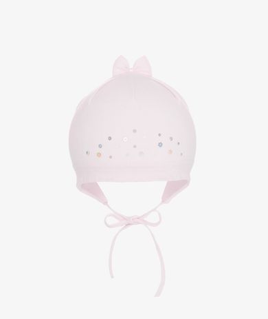 Czapka dziewczęca, wiązana, różowa, Iltom