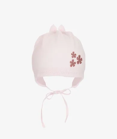 Czapka dziewczęca, wiązana, różowa, Iltom