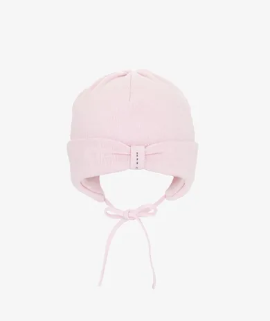 Czapka dziewczęca, wiązana, różowa, Iltom