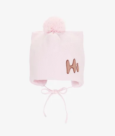 Czapka dziewczęca, wiązana różowa, Iltom