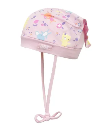 Czapka dziewczęca, wiązana, różowa, zwierzętka, Döll
