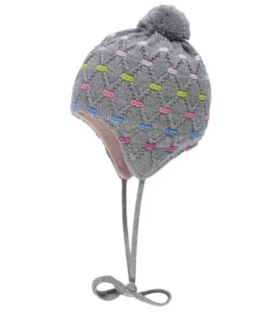 Czapka dziewczęca, wiązana, szara, Döll