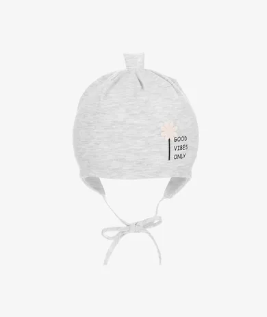 Czapka dziewczęca, wiązana, szara, Iltom