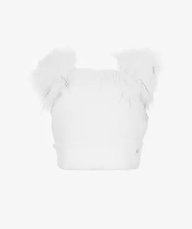 Czapka dziewczęca z pomponami, biała, Iltom