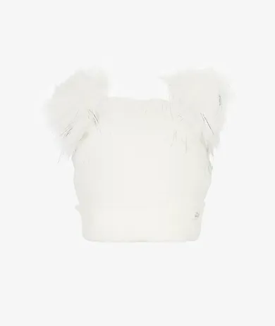 Czapka dziewczęca z pomponami, ecru, Iltom