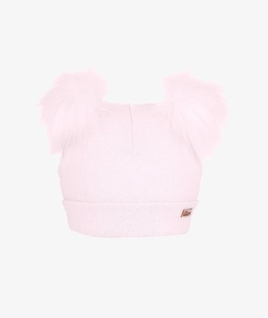 Czapka dziewczęca z pomponami, jasnoróżowa, Iltom