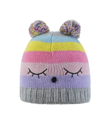 Czapka dziewczęca z pomponami, mix, Döll