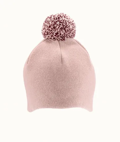 Czapka dziewczęca z pomponem, różowa, Iltom