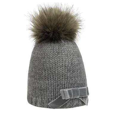 Czapka dziewczęca z pomponem, szara, Döll