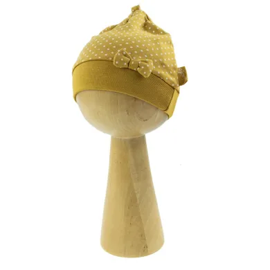 Czapka dziewczęca, żółta, kropeczki, Nicol