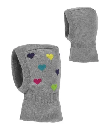 Czapka kominiarka dziewczęca, szara, serca, Döll