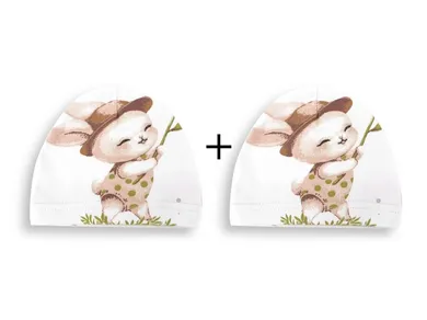 Czapka niemowlęca, beżowa, 2 szt., MimiNu