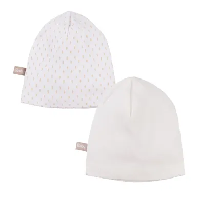 Czapka niemowlęca, ecru, biała, zestaw, 2 szt., Eevi