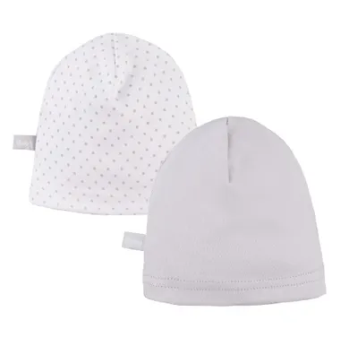 Czapka niemowlęca, szara, biała, zestaw, 2 szt., Eevi
