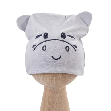 Czapka niemowlęca, szara, zebra, Eevi