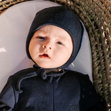 Czapka niemowlęca, wełniana, granatowa, Eevi