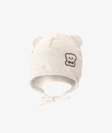 Czapka niemowlęca, wiązana, beżowa, Iltom