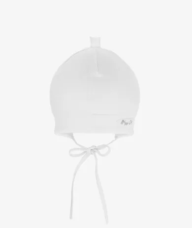 Czapka niemowlęca, wiązana, biała, Iltom